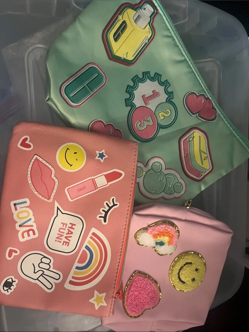 Clinique Mint Green Cosmetic Bag Patch Cosmetic Pouch Set Travel Pouch Trio 67